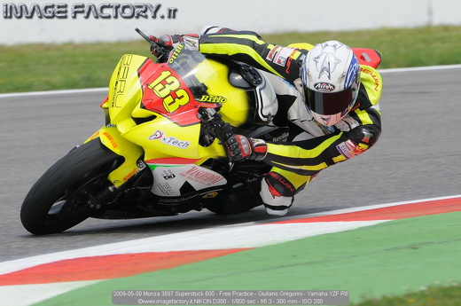 2009-05-09 Monza 3587 Superstock 600 - Free Practice - Giuliano Gregorini - Yamaha YZF R6